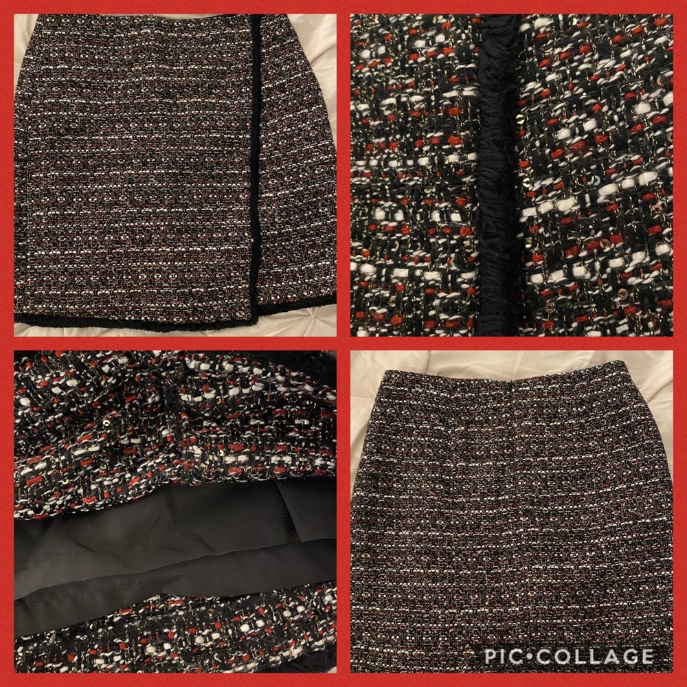 NWT Loft sparkly Boucle Chanel vibe tweed faux wrap skirt